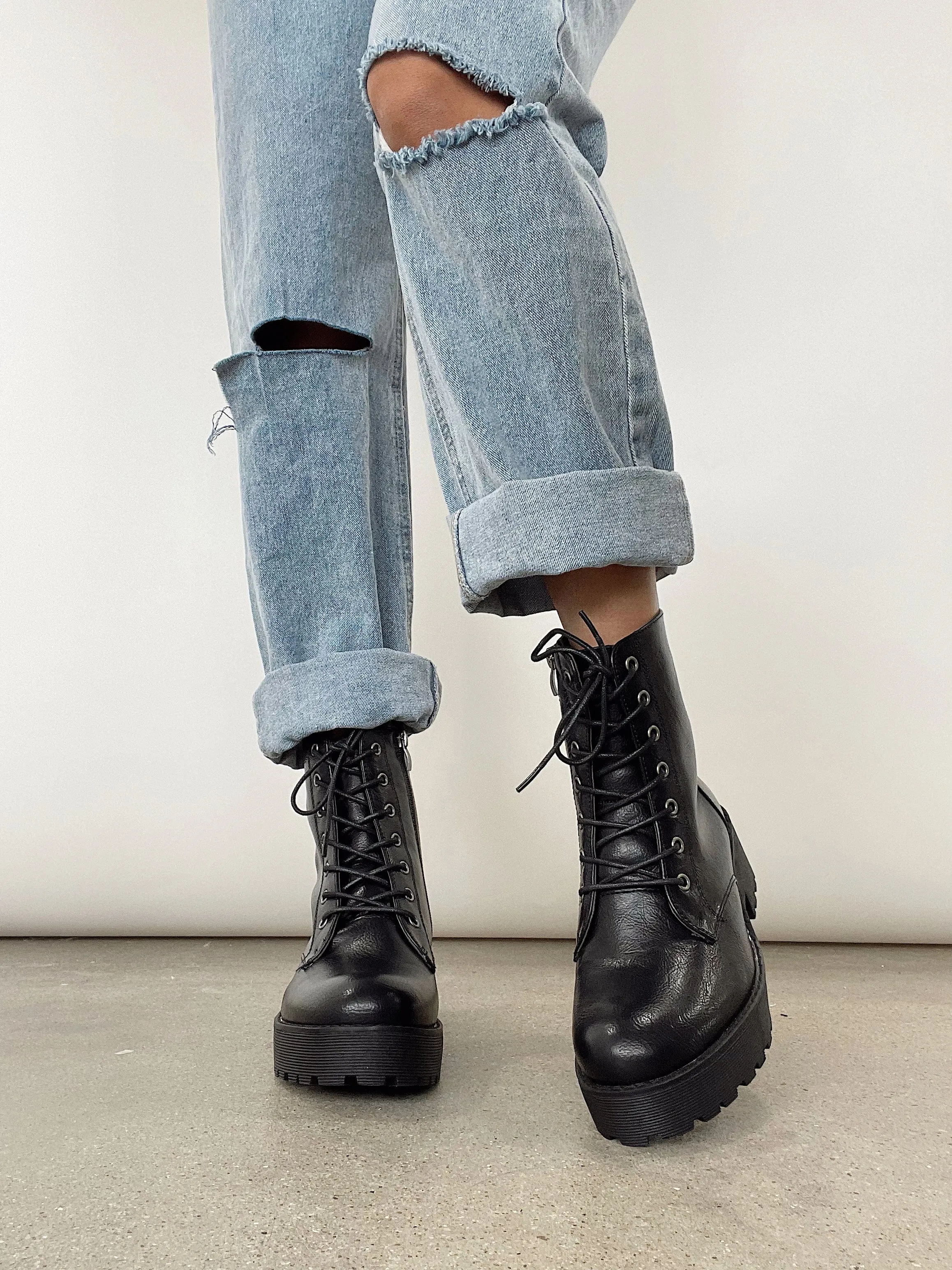 Black Madison Combat Boots