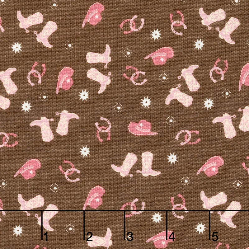 Boots and Spurs - Pink Colorway Boots Toss Brown Yardage