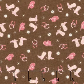 Boots and Spurs - Pink Colorway Boots Toss Brown Yardage