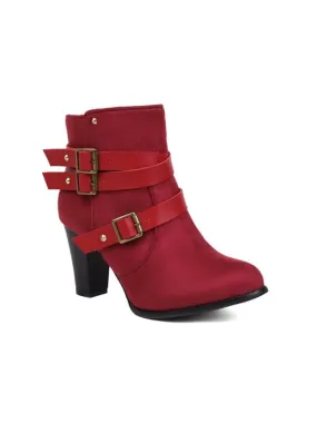 Casual Buckles Block Heel&Ankle Boots