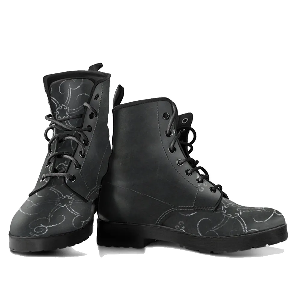 Chalkboard Doodle Women's Vegan Leather Combat Boots