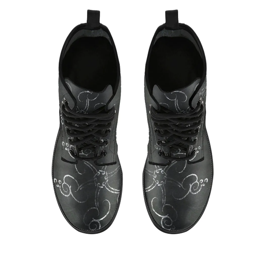 Chalkboard Doodle Women's Vegan Leather Combat Boots