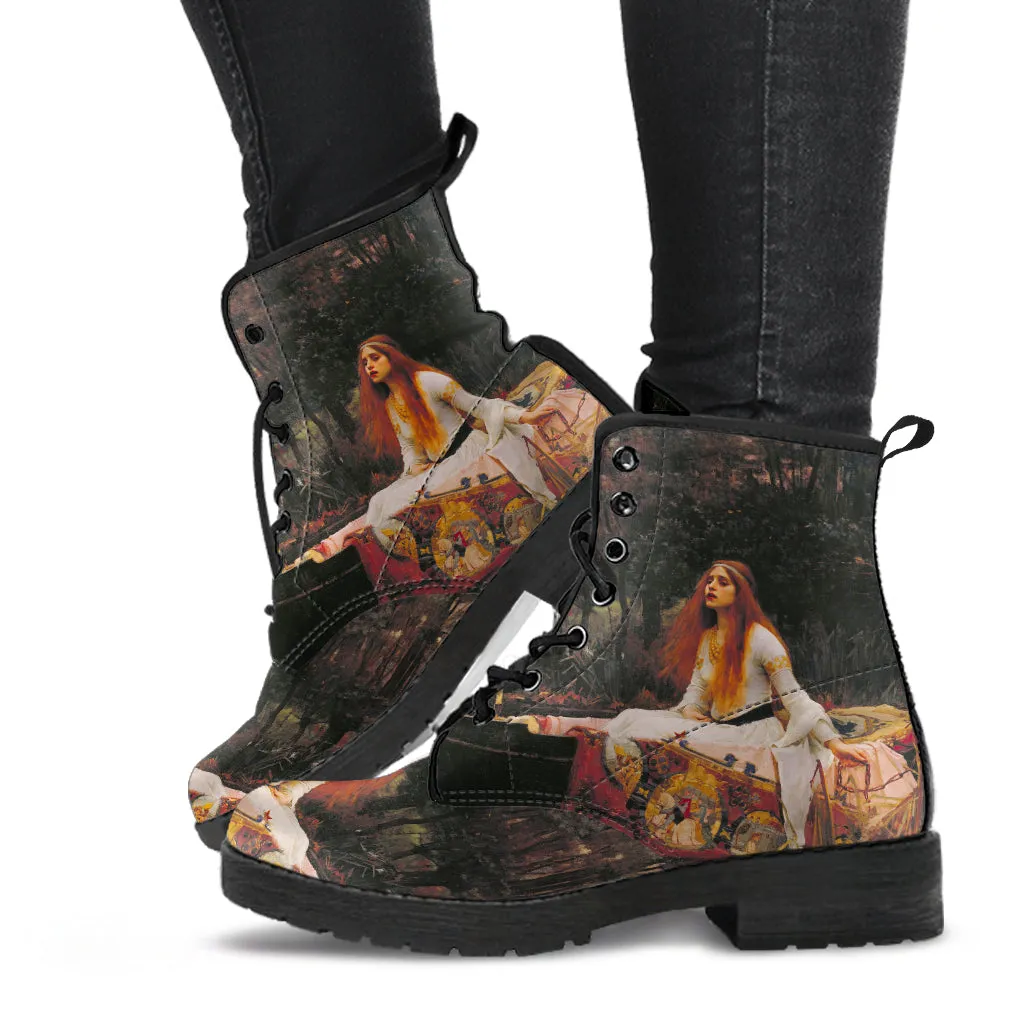Lady of Shalott Women's Vegan Leather Combat Boots