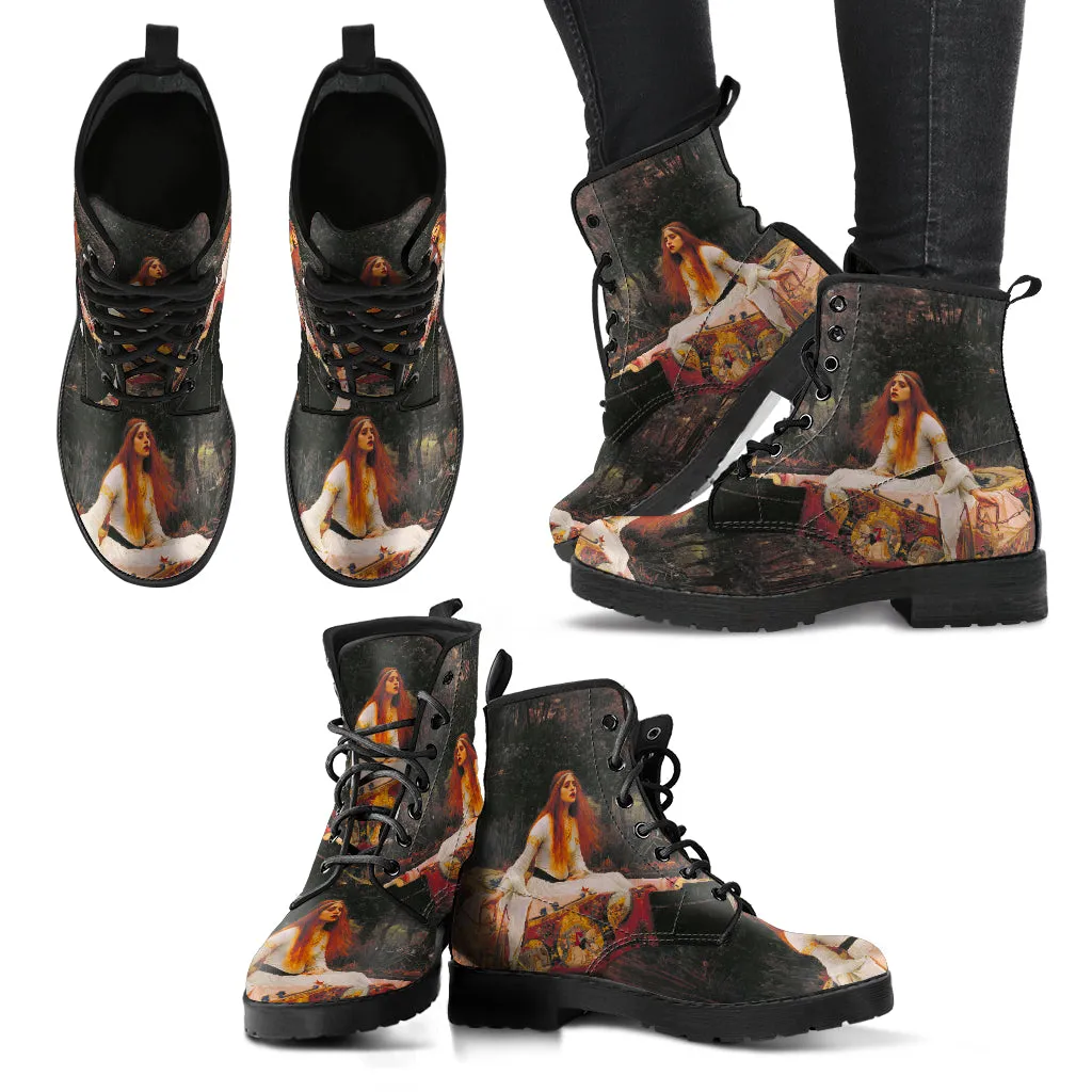 Lady of Shalott Women's Vegan Leather Combat Boots