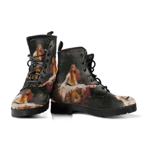 Lady of Shalott Women's Vegan Leather Combat Boots