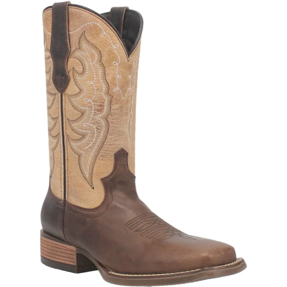 'Laredo' Women's 11 Delaney Western Square Toe - Dark Brown / Bone