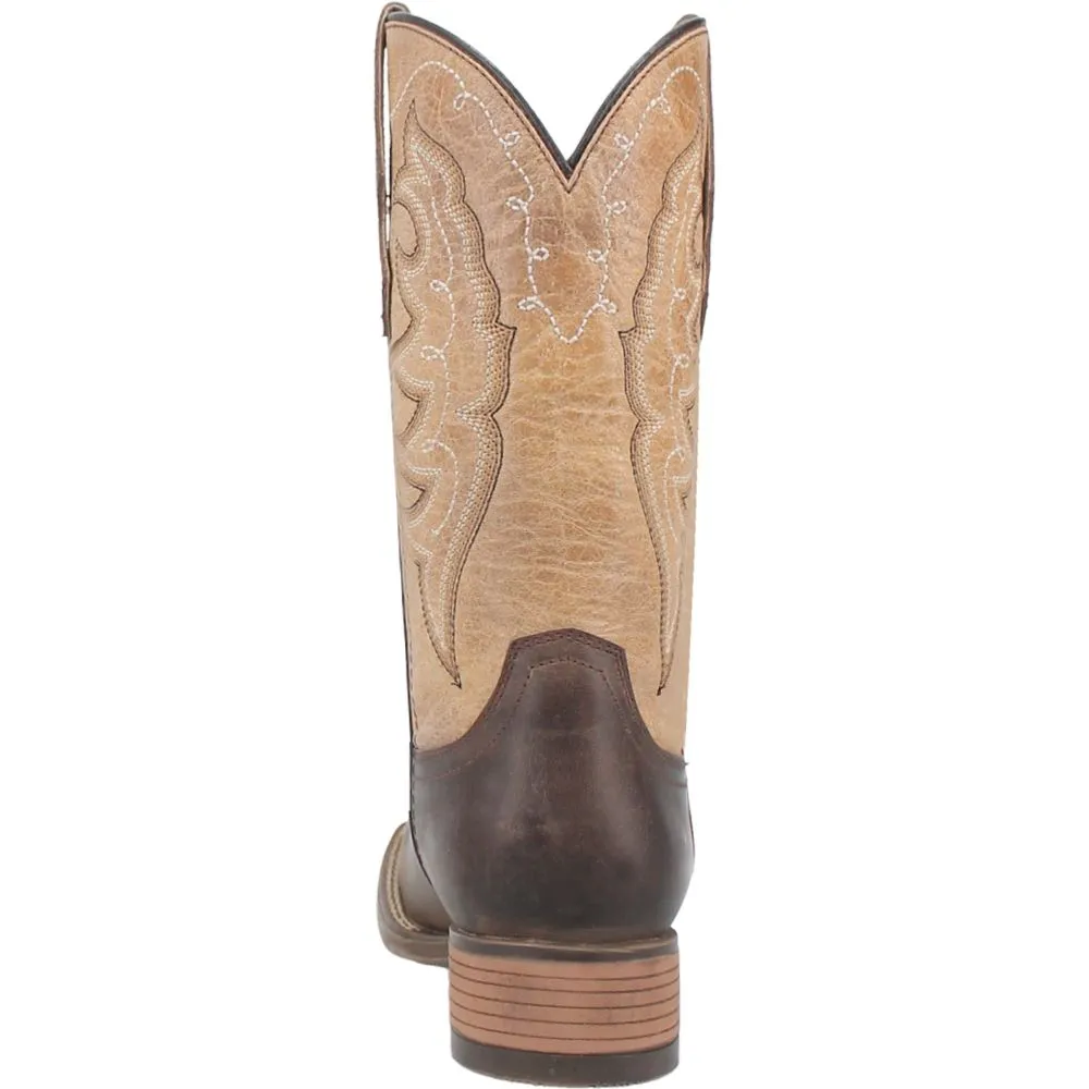'Laredo' Women's 11 Delaney Western Square Toe - Dark Brown / Bone