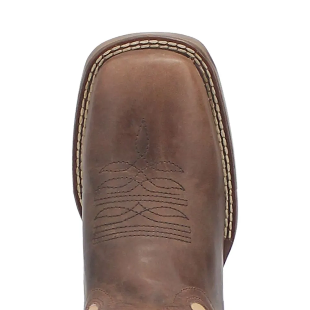 'Laredo' Women's 11 Delaney Western Square Toe - Dark Brown / Bone