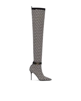 Raven Monogram Knit Over-The-Knee Boots