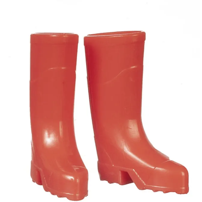 Red Dollhouse Miniature Rain Boots