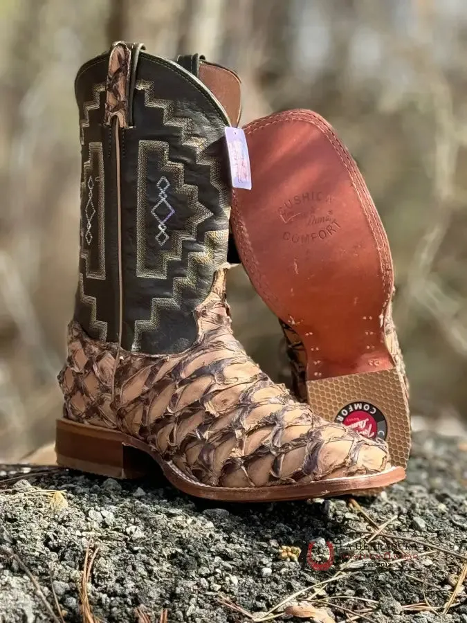 TONY LAMA LEVIATHAN CHOCOLATE PIRARUCU SQUARE TOE