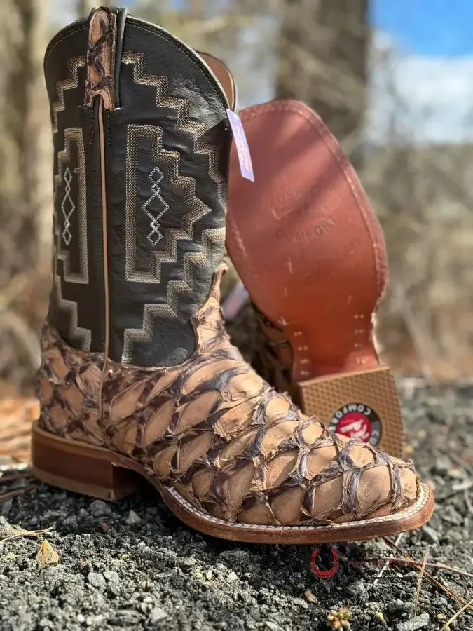 TONY LAMA LEVIATHAN CHOCOLATE PIRARUCU SQUARE TOE